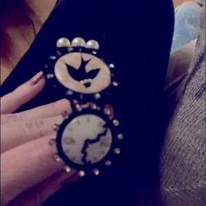 Betsey Johnson Alice in Wonderland bracelet with a watch. EUC